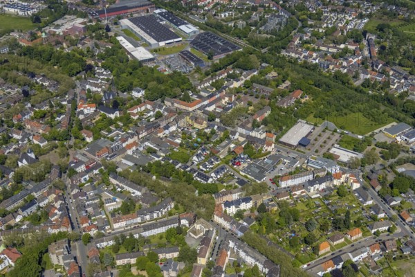 Aerial view, Rotthausen secondary centre, Karl-Meyer-Straße, retail centre, Rotthausen,