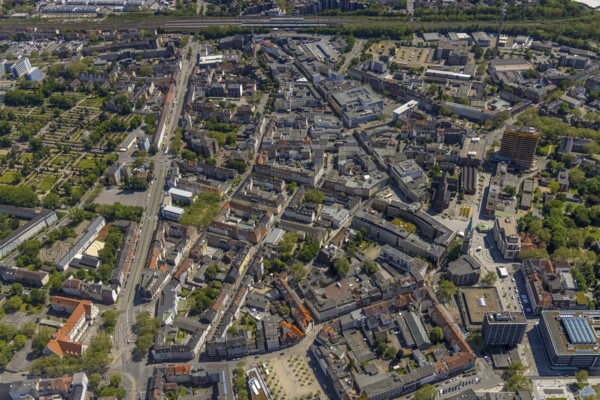 Aerial view, main centre Gelsenkirchen-Mitte, City Gelsenkirchen, Bahnhofstraße, market place,