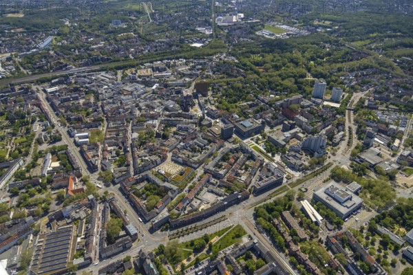 Aerial view, main centre Gelsenkirchen-Mitte, City Gelsenkirchen, Bahnhofstraße, market place,