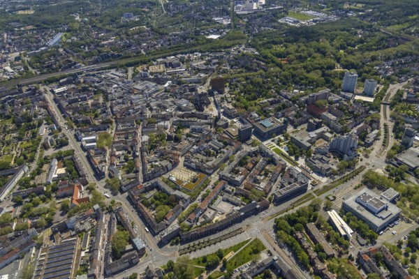 Aerial view, main centre Gelsenkirchen-Mitte, City Gelsenkirchen, Bahnhofstraße, market place,