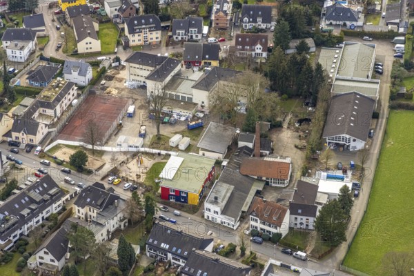 Aerial view, school on the Ruhr, Kindergarten Mintarder Weg e.V., Kettwig, Essen, Ruhr area, North