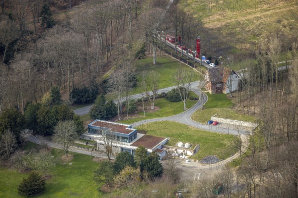 Aerial view, building at Haraldstraße in Kruppwald, Essen-Bredeney, Essen, Ruhr area, North