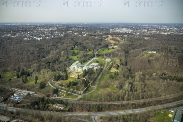 Aerial photograph, Villa Hügel, former residence and representative house of the Krupp industrial