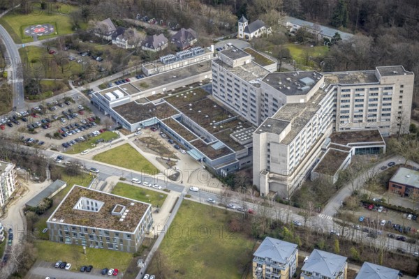Aerial view, Alfried Krupp Hospital, Essen-Rüttenscheid, Essen, Ruhr area, North Rhine-Westphalia,