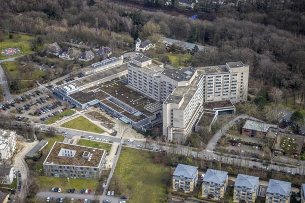 Aerial view, Alfried Krupp Hospital, Essen-Rüttenscheid, Essen, Ruhr area, North Rhine-Westphalia,