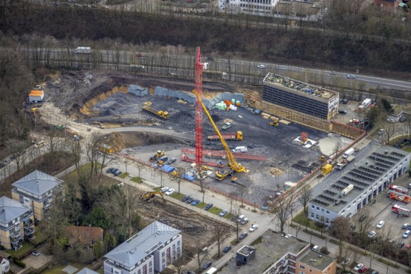 Aerial view, construction site, new building project residential development on the site of the
