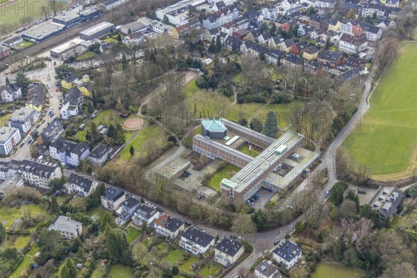 Aerial view, Kardinal-Hengsbach-Haus, Werden, Essen, Ruhr area, North Rhine-Westphalia, Germany,
