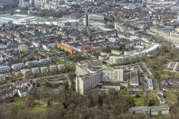 Aerial view, Alfried Krupp Hospital, Essen-Rüttenscheid, Essen, Ruhr area, North Rhine-Westphalia,