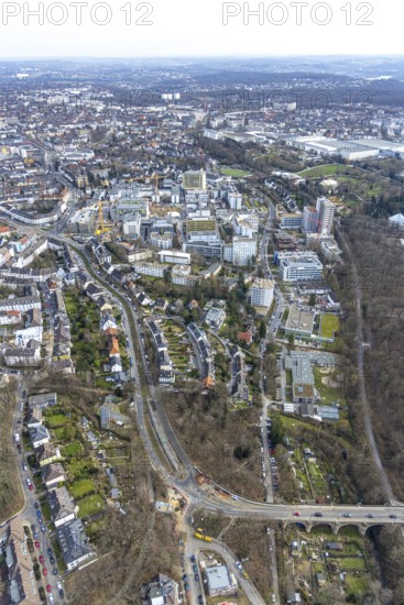 Aerial view, University Hospital Essen, construction site at the building Institute Group 1 (IG1),