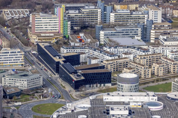 Aerial view, Funke Mediengruppe headquarters, Jakob-Funke-Platz 1, Green Centre Essen, Westviertel,