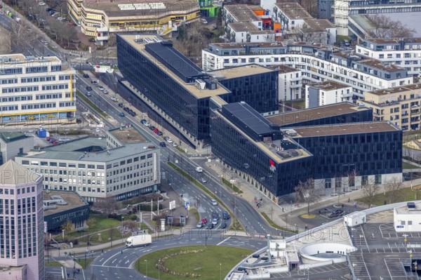 Aerial view, Funke Mediengruppe headquarters, Jakob-Funke-Platz 1, Westviertel, Essen, Ruhr area,