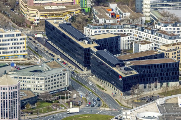 Aerial view, Funke Mediengruppe headquarters, Jakob-Funke-Platz 1, Westviertel, Essen, Ruhr area,