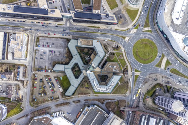 Aerial photo, Agentur für Arbeit Essen, Berliner Platz, Westviertel, Essen, Ruhr area, North
