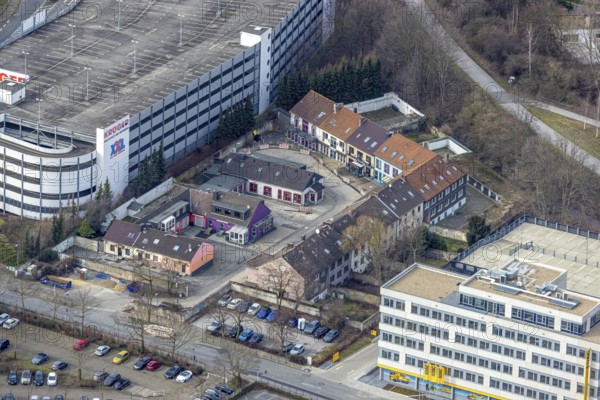 Aerial view, red light district Stahlstraße, Westviertel, Essen, Ruhr area, North Rhine-Westphalia,