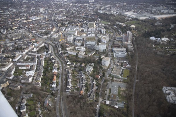 Aerial view, University Hospital Essen, construction site at the building Institute Group 1 (IG1),