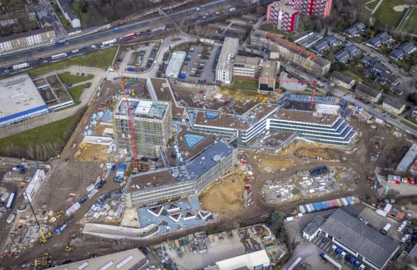 Aerial view, new construction ALDI-Nord Campus, Eckenbergstraße / Am Luftschacht, Essen-Kray,