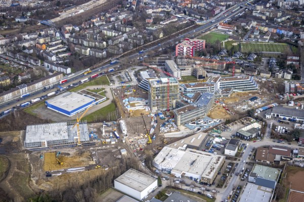 Aerial view, new construction ALDI-Nord Campus, Eckenbergstraße / Am Luftschacht, Essen-Kray,