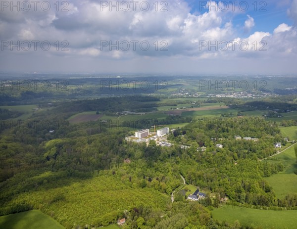Aerial view, Ruhrlandklinik with construction site clinic extension, Essen-Heidhausen, Essen, Ruhr