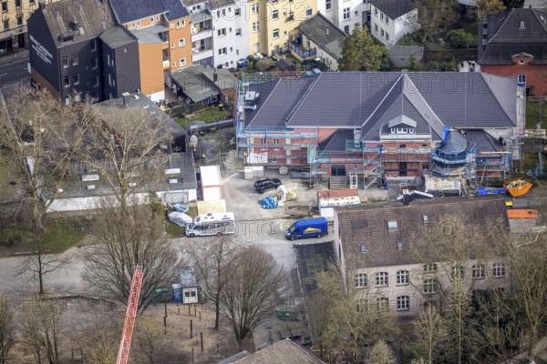 Aerial view, renovation of gymnasium Schule Im Steeler Rott, Buschstraße, Essen-Steele, Essen, Ruhr