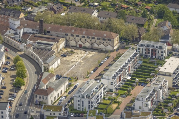Aerial view, former worsted spinning mill Scheidt, Kettwig, Essen, Ruhr area, North