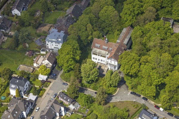 Aerial view, planned conversion of Villa Ruhnau, Kettwig, Essen, Ruhr area, North Rhine-Westphalia,