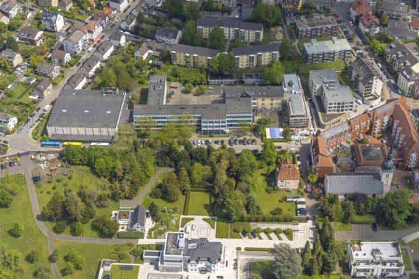 Aerial view, construction site at Theodor-Heuss-Gymnasium, Kettwig, Essen, Ruhr area, North