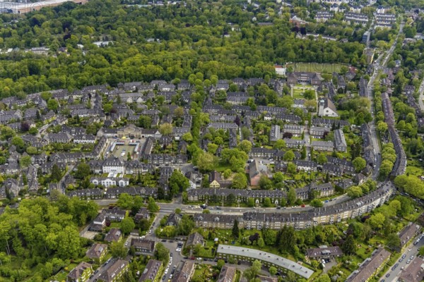 Aerial view, garden city Margarethenhöhe, Essen, Ruhr area, North Rhine-Westphalia, Germany, DE,