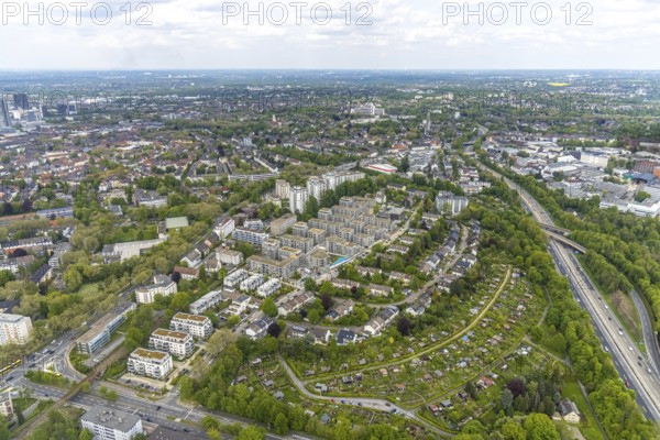 Aerial view, new construction Parc Dunant, residential neighbourhood, Henri-Dunant-Straße,
