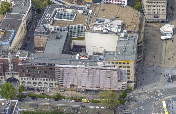 Aerial view, Rathausstraße and Willy-Brandt-Platz at Essen central station, city centre, Essen,