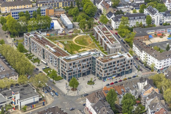 Aerial view, Holsterhauser Platz residential and commercial buildings, Essen-Holsterhausen, Essen,