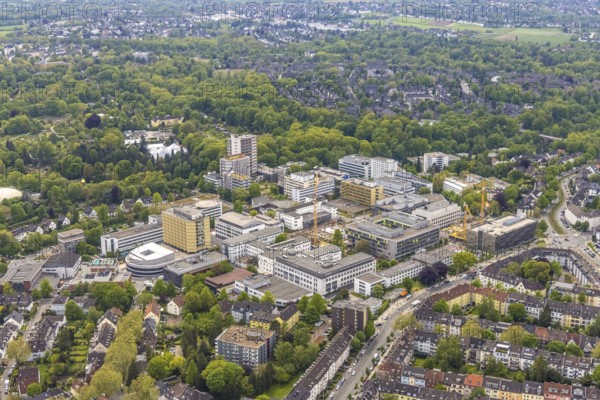 Aerial view, University Hospital Essen, construction site at the building institute group 1,