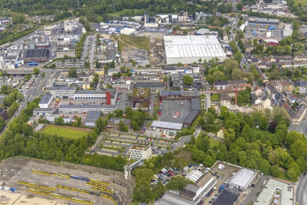Aerial view, new building and construction site at the corner of Burggrafenstraße and Elisenstraße,