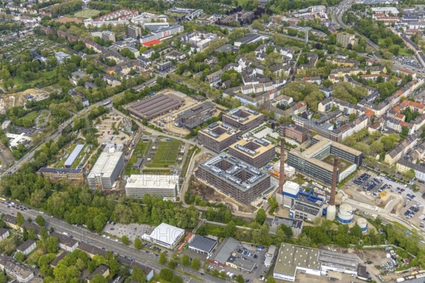Aerial view, construction site at RWE Campus, Nordviertel, Essen, Ruhr area, North