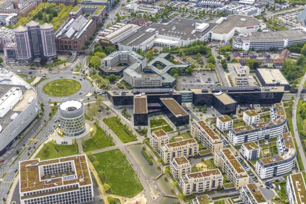 Aerial view, Funke Mediengruppe headquarters, Jakob-Funke-Platz 1, Green Centre Essen, Westviertel,