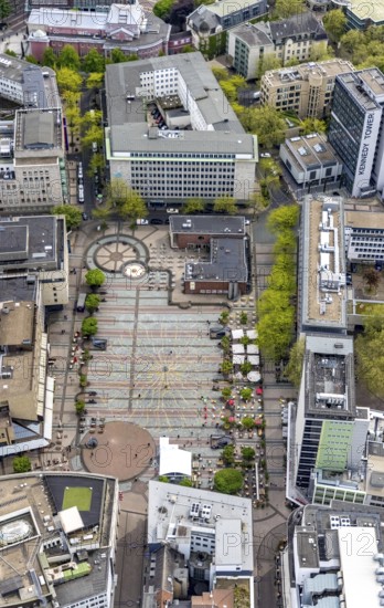 Aerial view, Kennedyplatz with radiation mast, city centre, Essen, Ruhr area, North