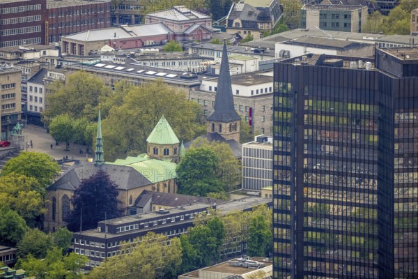 Aerial view, city hall and Essen Cathedral, city centre, Essen, Ruhr area, North Rhine-Westphalia,