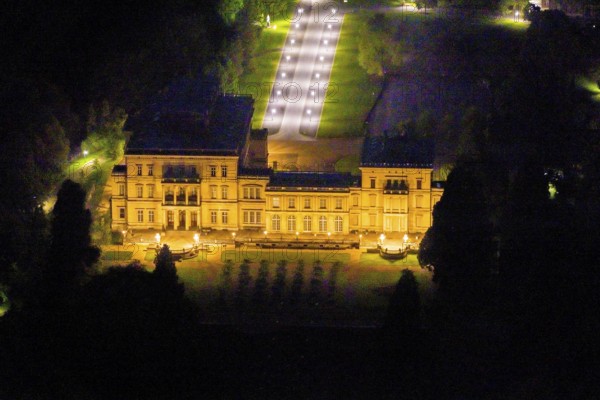Aerial view, Villa Hügel, Bredeney, Essen, Ruhr area, North Rhine-Westphalia, Germany, outdoor