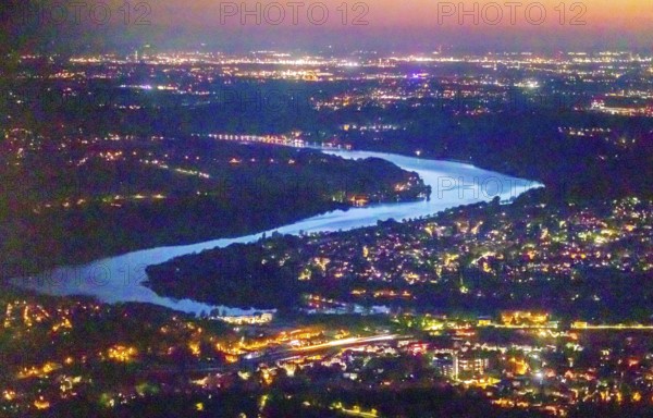 Aerial view, river Ruhr in Essen, Kupferdreh, Essen, Ruhr area, North Rhine-Westphalia, Germany,