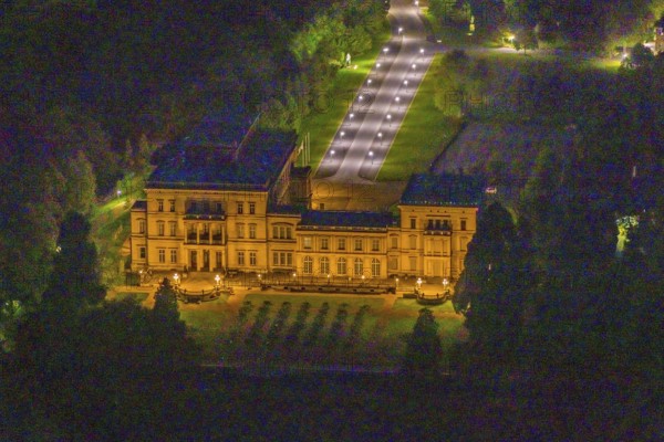 Aerial view, Villa Hügel, Bredeney, Essen, Ruhr area, North Rhine-Westphalia, Germany, outdoor