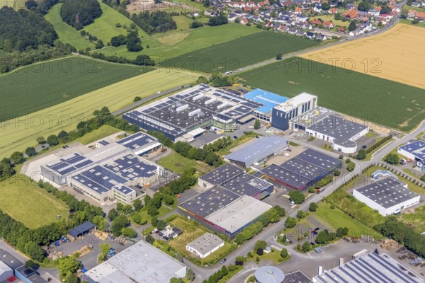 Aerial view, industrial park Höingen, HEICO Umformtechnik, Metrio GmbH metal processing company,