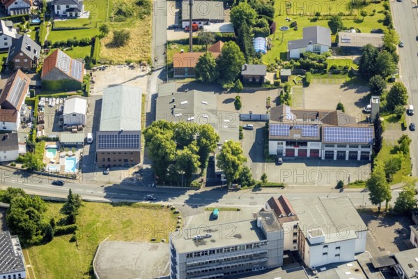Aerial photo, fire brigade Bremen fire brigade Ense, Bremen, Ense, Sauerland, North