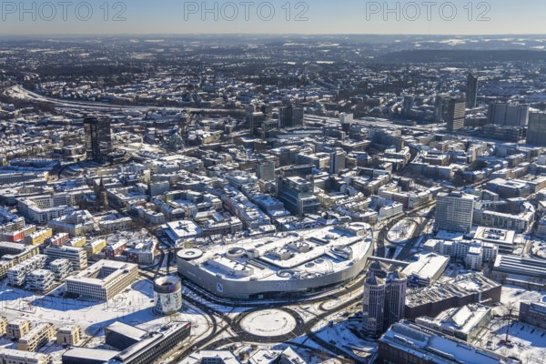 Aerial view, townscape, city, Limbecker Platz, Westviertel, Essen, Ruhr area, North