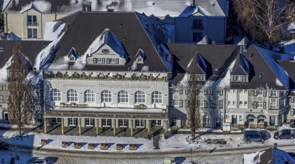 Aerial view, garden city Margarethenhöhe, Gasthaus zur Margarethenhöhe, Essen, Ruhr area, North