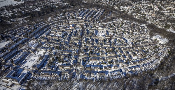 Aerial view, garden city Margarethenhöhe, Essen, Ruhr area, North Rhine-Westphalia, Germany, DE,