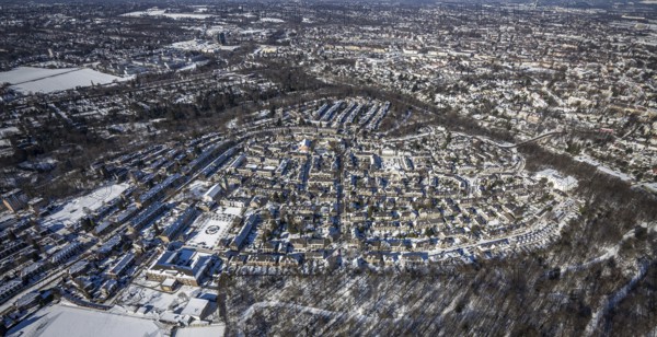 Aerial view, garden city Margarethenhöhe, Essen, Ruhr area, North Rhine-Westphalia, Germany, DE,