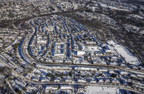 Aerial view, garden city Margarethenhöhe, Essen, Ruhr area, North Rhine-Westphalia, Germany, DE,