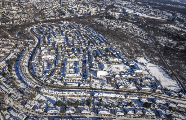 Aerial view, garden city Margarethenhöhe, Essen, Ruhr area, North Rhine-Westphalia, Germany, DE,