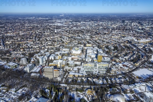 Aerial view, city view, University of Duisburg-Essen, University Hospital, Essen-Rüttenscheid,