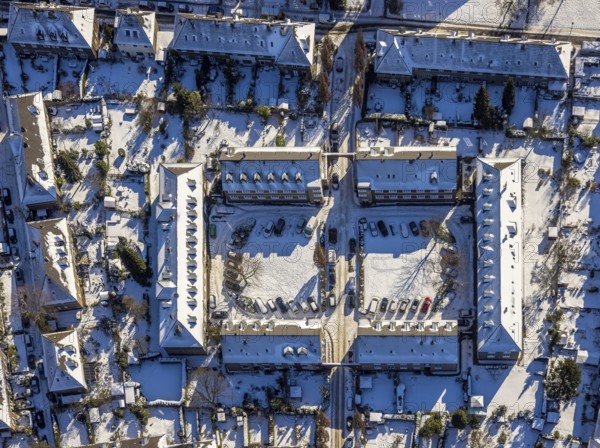 Aerial view, Garden City Margarethenhöhe, Robert-Schmohl-Platz, Essen, Ruhr area, North