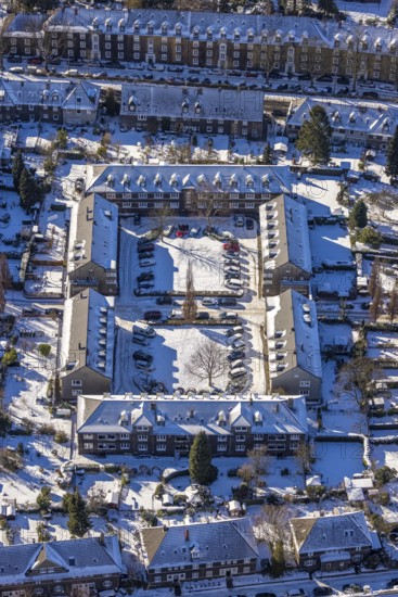 Aerial view, Garden City Margarethenhöhe, Robert-Schmohl-Platz, Essen, Ruhr area, North